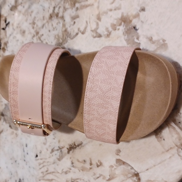 Michael Kors Blush Pink Mylah MK Signature Print Slide Sandals NEW SZ 6.5 - Picture 9 of 14